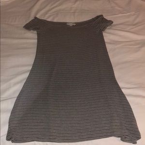 american eagle off the shoulder grey dress